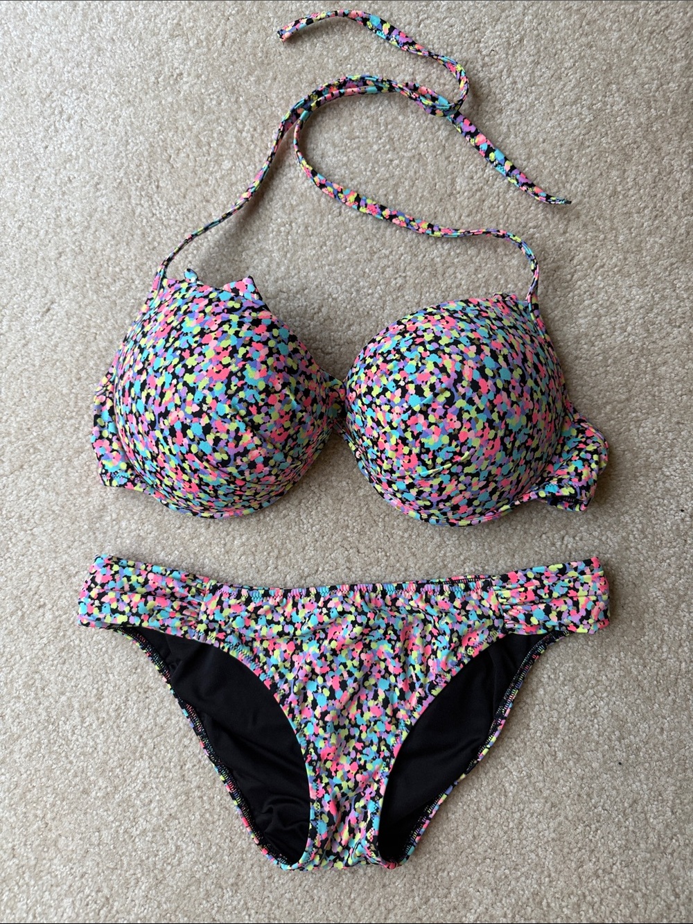 Victoria's Secret Push-up Multicolor 36DD Bikini Set with Medium Bottom